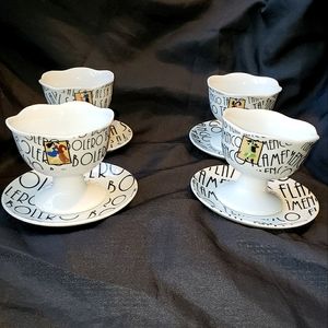 BIJOUX TERNER LATIN DANCE THEME DESSERT CUPS & DISH SALSA TANGO FLAMENCO BOLERO